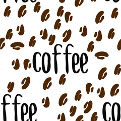 logo coffee bean aroma of coffee and inscription.