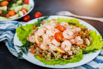 Delicious sauteed shrimp with seasoning