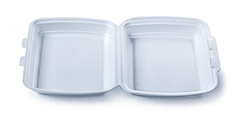 Wide Opened Polystyrene Takeaway Food Box Isolated On White