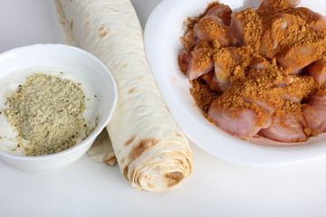 Mexican food ingredients on a white background