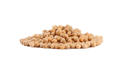 soy bean heap isolated on white background. nutrition. food ingredient.