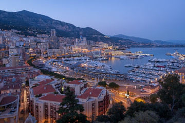 Cityscape of Monaco in evening light