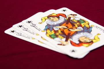 three joker cards isolated