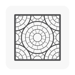 Concrete paver block icon. For create circular pattern in garden and outdoor. That is landscape architecture material with texture on surface. Made from concrete, brick, natural stone i.e. cobblestone