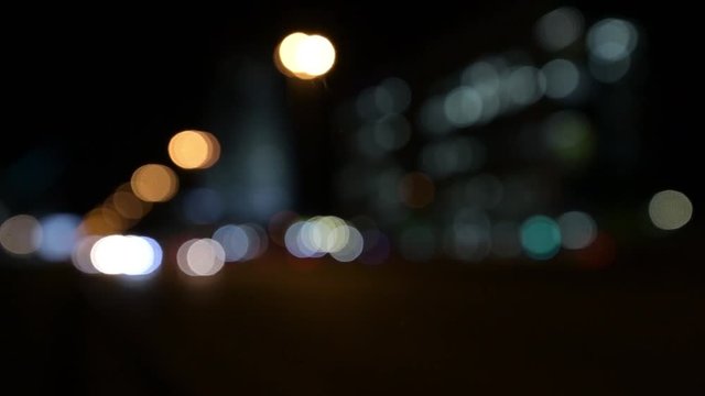 De focused/blur image of city at night.blurred urban abstract traffic background.Night blurred bokeh light city of cars,light of the car in night time background