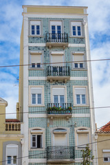 Obraz premium Facade of residential building on Voz do Operario street in Graca area of Lisbon