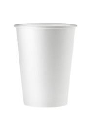disposable empty white paper cup isolated. Clipping path - Image