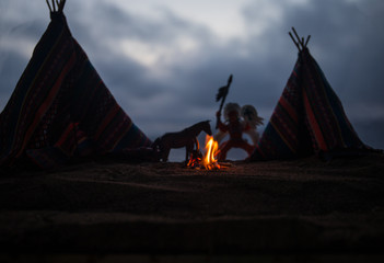 An old native american teepee in the desert © zef art