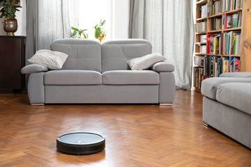 Cleaning concept - automatic robotic hoover clean the room