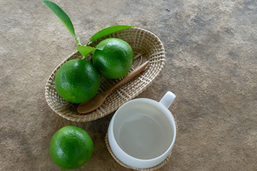 Lime green on white wood and glass