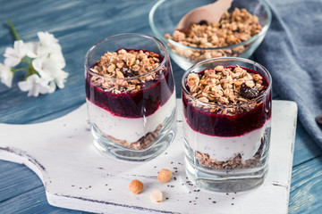 Image with granola and yogurt.