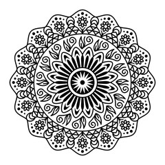Round mandala for coloring on white background