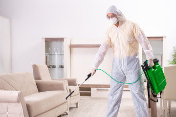 Pest control contractor working in the flat 