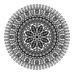 Round mandala for coloring on white background