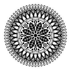 Round mandala for coloring on white background