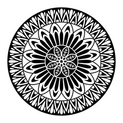 Round mandala for coloring on white background
