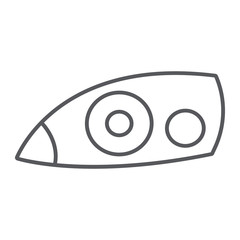 Obraz premium Car headlight thin line icon, auto and part, car light sign, vector graphics, a linear pattern on a white background.