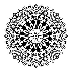 Round mandala for coloring on white background