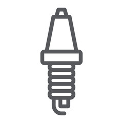 Car candle line icon, auto and part, spark plug sign, vector graphics, a linear pattern on a white background.
