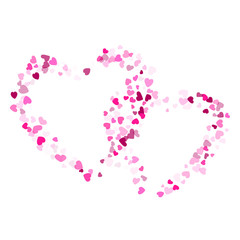 Hearts confetti flying vector background graphic design.
