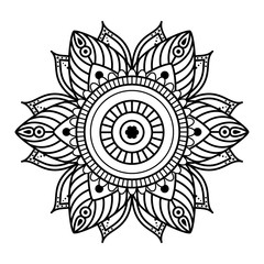 Round mandala for coloring on white background