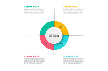 Circle infographic template with icons and 4 steps or options. Business concept, workflow layout, info graph, flowchart.