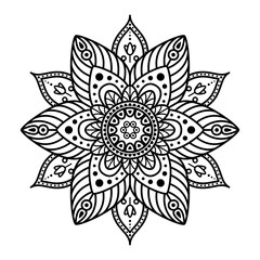 Round mandala for coloring on white background