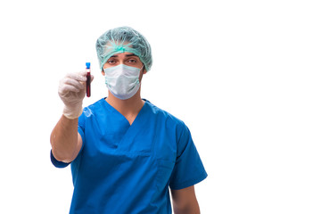 Young handsome doctor isolated on white 