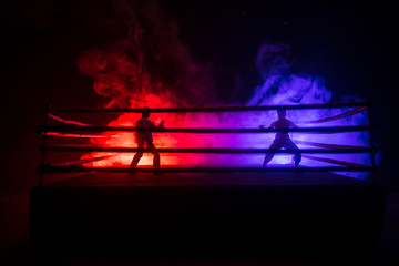 Blurred background. mma fight octagon stage. ring extreme Sport mixed martial arts competition...