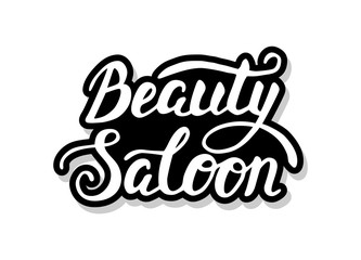 Beauty saloon calligraphy template text for your design illustration concept. Handwritten lettering title vector words on white isolated background