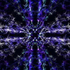 Abstract feather pattern on a black background