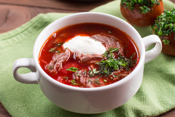 Traditional Ukrainian vegetable borscht