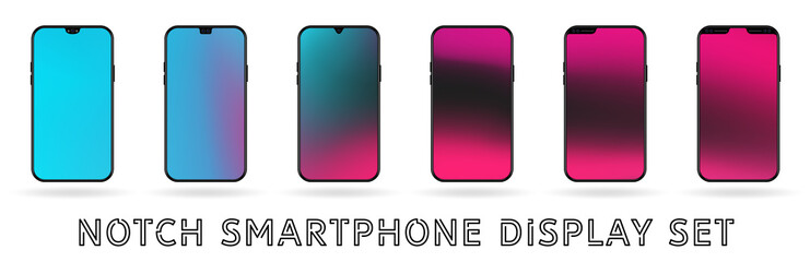 Different vector smartphone display notches set