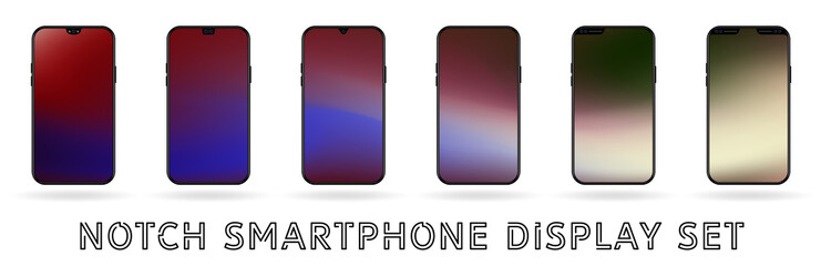 Different vector smartphone display notches set