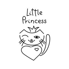 Cute kitty and the inscription Little Princess. Vector illustration