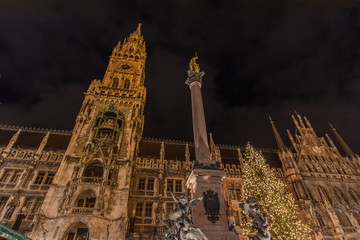 light up of the city hall in the season of Christmas Munich. Germany