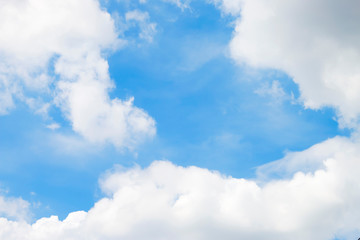 Obraz na płótnie Canvas Fantastic soft white clouds against blue sky background.