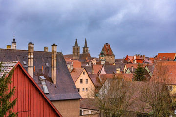 View of old town of Rotenburg ob der Tauber. Garmany
