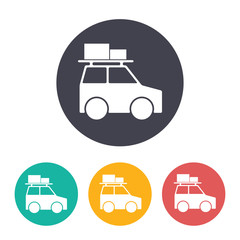 Traveling by car activity illustration. Journey vector icon