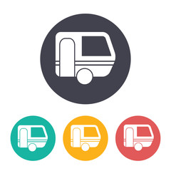 Caravan trailer illustration. Traveling simple flat vector icon.