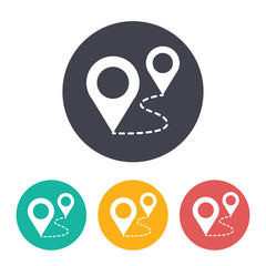 Route with pins illustration. Traveling vector icon