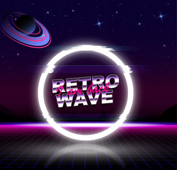 retro wave background place for text 