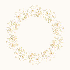 Golden floral wreath for wedding design