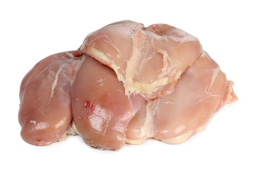 Piece of raw chicken meat on a white background