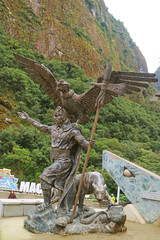 Monument of the Inca Cosmological Trilogy at Aguas Calientes or Machupicchu Pueblo Town, the...