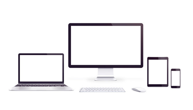 Isolated responsive devices with blank displays for app or web page promotion.