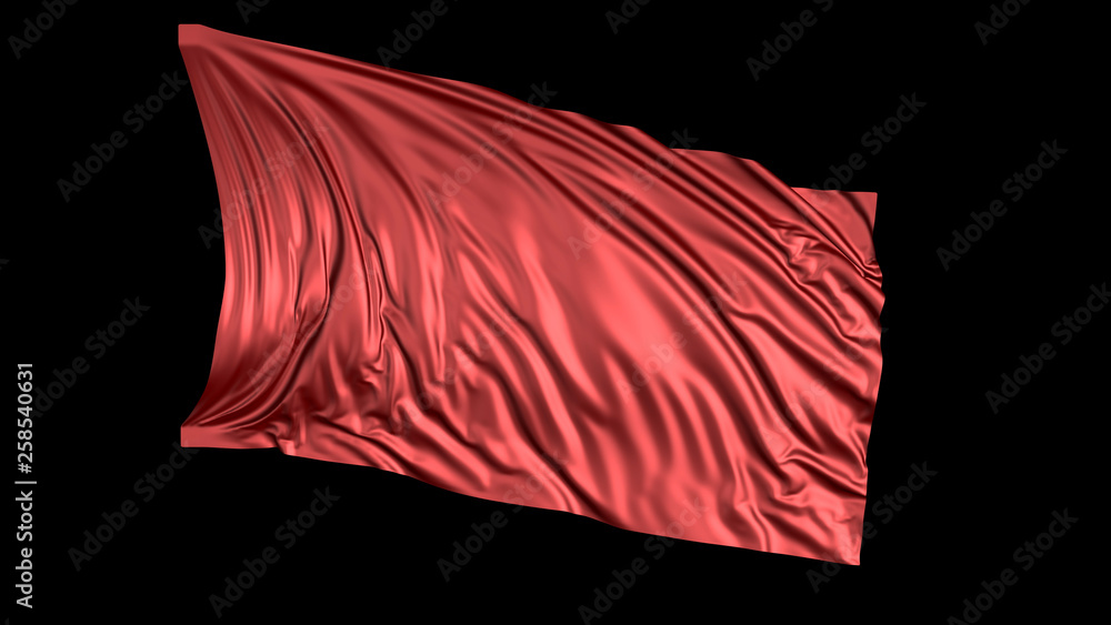 Poster 3d rendering of red silk. the fabric develops smoothly in the wind