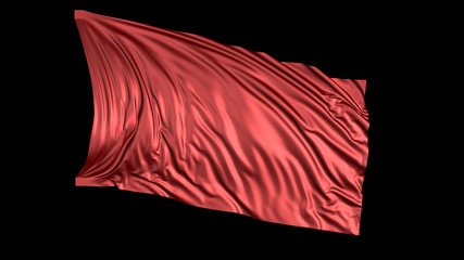 3D rendering of red silk. The fabric develops smoothly in the wind