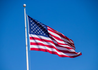 Fototapeta premium Americna flay flying in the wind