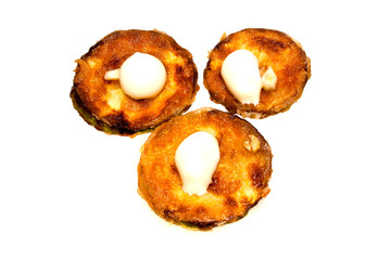 roasted zucchini isolated on white background